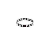 Gliederarmband TOMMY HILFIGER "H-LINK", edelstahlfarben, schwarz, blau, rot, weiß, Armbänder, Damen, 19cm, Edelstahl, Gliederarmband (63544639-0) edelstahlfarben, schwarz, blau, rot, weiß