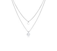 Gliederkette ELLI "2-lagig Layer Coin Plättchen Struktur 925 Silber" Gr. 55, silber, Halsketten, Damen, 55, ohne Stein, Silber 925 (Sterlingsilber), L: 45, Gliederkette (95226330-55) silber