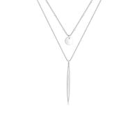 Gliederkette ELLI "2-lagig Layer im Geo Look 925 Sterling Silber" Gr. 45, silber, Halsketten, Damen, 45, ohne Stein, Silber 925 (Sterlingsilber), L: 45, Gliederkette (89175724-45)