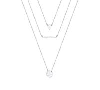 Gliederkette ELLI "Geo Dreieck Kreis Layer gehämmert 925 Silber", silber, Halsketten, Damen, 40, ohne Stein, Silber 925 (Sterlingsilber), L: 40, Gliederkette (299694-0)
