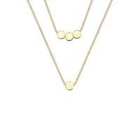 Gliederkette ELLI "Layer 2-lagig mit Kreisen 925 Silber", gold, Halsketten, Damen, 42, ohne Stein, Silber 925 (Sterlingsilber), L: 42, Gliederkette (68423707-0)