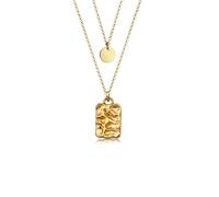 Gliederkette ELLI "Layer Geo Plättchen Organic Look 925 Silber" Gr. 45, gold, Halsketten, Damen, 45, Silber 925 (Sterlingsilber), L: 45, Gliederkette (26815611-45)