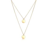 Gliederkette ELLI "Layer Kette mit Kreis Plättchen 925 Silber", gold, Halsketten, Damen, 45, ohne Stein, Silber 925 (Sterlingsilber), L: 45, Gliederkette (676125-0) gold