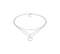 Elli, Halskette Layer Plättchen Kreis Gedreht Anhänger 925silber in silber, Schmuck für Damen Gr. 36 cm