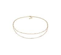 Gliederkette ELLI "Layer Rosa Quarz Kugeln Beads 925 Silber", gold, Halsketten, Damen, 42, ohne Stein, Silber 925 (Sterlingsilber), L: 42, Gliederkette (52452940-0)