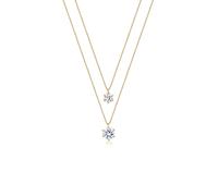 Gliederkette ELLI "Layer Rund 925 Silber, mit Kristallen von Swarovski" Gr. 45, gold, Halsketten, Damen, 45, ohne Stein, Silber 925 (Sterlingsilber), L: 45, Gliederkette (56595445-45)