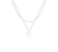 Gliederkette ELLI "Layering Plättchen Kreis Geo 925 Silber", silber, Halsketten, Damen, 42, ohne Stein, Silber 925 (Sterlingsilber), L: 42, Gliederkette (91813136-0) silber