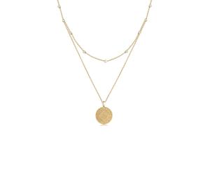 Gliederkette ELLI "Münze Plättchen Kristalle 925 Silber" Gr. 40, gold, Halsketten, Damen, 40, ohne Stein, Silber 925 (Sterlingsilber), L: 40, Gliederkette (99993041-40) gold