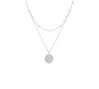 Gliederkette ELLI "Münze Plättchen Kristalle 925 Silber" Gr. 40, silber, Halsketten, Damen, 40, ohne Stein, Silber 925 (Sterlingsilber), L: 40, Gliederkette (61670523-40) silber
