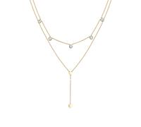 Gliederkette ELLI "Plättchen Layer Kristalle 925 Silber" Gr. 40, gold, Halsketten, Damen, 40, ohne Stein, Silber 925 (Sterlingsilber), L: 40, Gliederkette (60976404-40)