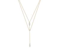 Gliederkette ELLI "Y-Kette Layer 925 Silber, mit Kristallen von Swarovski" Gr. 45, gold, Halsketten, Damen, 45, ohne Stein, Silber 925 (Sterlingsilber), L: 45, Gliederkette (48180556-45)