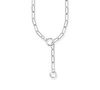 Gliederkette mit zwei Ringverschlüssen und weißen Steinen Silber