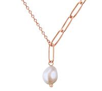 Gliederkette VALERO PEARLS "VP776", rosa (roségold), Halsketten, Damen, 40,0cm Basiskette + 5,0cm Verlängerung, Edelstahl, Gliederkette, mit Süßwasser-Zuchtperle (49804240-0) roségold