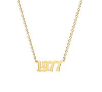 Glimmerst Halskette mit Geburtsjahr, Edelstahl, 18 Karat vergoldet, unvergesslicher Schmuck für Frauen und Mädchen, Edelstahl Gold Metall, Nein