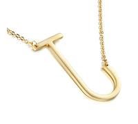 Glimmerst Initial Halskette seitlich, 18K vergoldeter Edelstahl, Buchstaben Halskette mit großem Initialanhänger, Halskette, personalisierte Namenskette für Frauen in Gold, Metall, NA, Metall