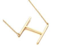 Glimmerst Initial Halskette seitlich, Halskette mit großem Anfangsanhänger aus 18K vergoldetem Edelstahl, Buchstabenkette, Großbuchstaben, Namensschmuck für Frauen, Metall, NA