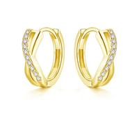 Glintara Creolen Silber 925 für Damen, 925 Sterling Silber Ohrringe Creolen | 5A Cubic Zirkonia, Hypoallergen X-Shape Kette Stern Huggie Ohrringe Klein, Schlafen Knorpel Kreolen Ohrschmuck, für Mädchen