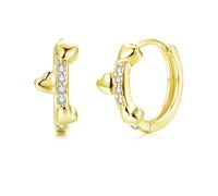 Glintara Creolen Silber 925, Ohrringe Silber 925 Creolen, Kreolen Ohrringe | Stern Herz, für Damen Mädchen, Hypoallergene, Huggie Ohrring mit Cubic Zirkonia, Kreolen Damenohrringe, Schmuck - Klein 16mm