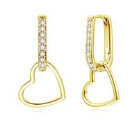 Glintara Creolen Silber 925 - Stern/Herz/Geometrisch Ohrhänger Creolen | Klein, Ovale, Anhänger, 5A Cubic Zirkonia, für Damen Frauen Mädchen, Hypoallergen, Geschenk, Leichte, Schmuck, Geburtstag
