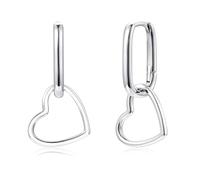 Glintara Creolen Silber 925 - Stern/Herz/Geometrisch Ohrhänger Creolen | Klein, Ovale, Anhänger, 5A Cubic Zirkonia, für Damen Frauen Mädchen, Hypoallergen, Geschenk, Leichte, Schmuck, Geburtstag