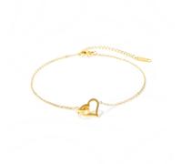 Glintara Fußkettchen für Damen Gold, Hypoallergen Fussketten für Frauen Mädchen, Verstellbar Fußkette mit Herz Anhänger, Sommer Strand Fußspange Knöchel-Kette, Wasserfest Fußschmuck mit Geschenkbox