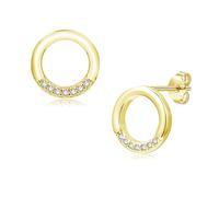 Glintara Ohrstecker Silber 925 Damen, Runde Ohrstecker mit Weiß Cubic Zirkonia, 925 Sterling Silber Kreis Ohrringe für Mädchen, Hypoallergene Ohrringe Stecker Klein 11mm, Knorpel Schlafen Ohrschmuck
