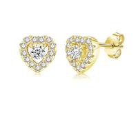 Glintara Ohrstecker Silber 925 Damen, Sterling Silber 925 Ohrstecker mit Herz Zirkonia, Klein 6mm Diamant Halo Ohrringe Stecker, Herzförmig CZ Ohr Stecker Classic Ohrschmuck Geschenke zum Valentinstag