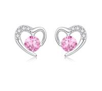 Glintara Ohrstecker Silber 925 Kinder Mädchen Damen, Herz Ohrringe Silber 925 Stecker mit Rosa Cubic Zirkonia, Hypoallergen Cute Liebe Ohrstecker Klein 10mm, Prinzessin Ohrschmuck für Tochter Freundin