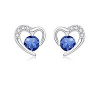 Glintara Ohrstecker Silber 925 Mädchen - Herz Ohrstecker mit Saphir Cubic Zirkonia, Love Ohrringe Silber 925 Stecker Klein 10mm, Hypoallergen Ohrringe Stecker Mädchen Kinder Prinzessin Ohrschmuck