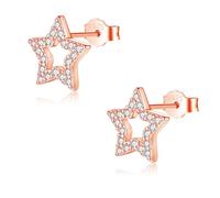 Glintara Silber 925 Ohrstecker für Damen, 925 Sterling Silber Stern Ohrstecker, Flach Ohrringe Silber 925 Stecker, Cubic Zirkonia Ohrstecker Klein, Schlafen Knorpel Ohrringe Hypoallergene Ohrschmuck