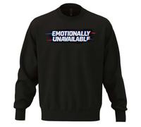 Glitched Emotional Unavailable Text Unisex Oversize Cotton Blend Heavyweight Sweatshirt Black, Schwarz , XXL Plus