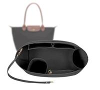 Gliterra Organizer M für Longchamp Tasche, Taschenorganizer für Le Pliage M mit 9 Fach und Schlüsselkette aus Premium Filz(Schwarz M)