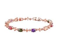 Glitzer 5A Zirkonia Tennis Armband Damen Silber Tennisarmband Armbänder Damen Kristall Armband Geschenk für Weihnachten Muttertag Geburtstag Jahrestag mit Box, Silber Rosegold