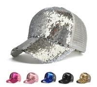 Glitzer Baseball Cap Damen Basecap Mit Pailletten,Mesh Baseballkappe,Outdoor Sonnenschutz,Sport Cap,Sonnenmütze,Baseball Mütze,Hut für Sport,Kappen Hüte UV-Schutz,Schwarz