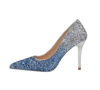 Glitzer Damen High Heels Sexy Pumps Kann Die Schönheit Der Beinlinien Effektiv Präsentieren (Blau Silber,39)