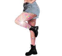 Glitzer Hose Damen, Glitzer Strumpfhosen Damen, Strumpfhose Silber Funkeln Strass Netzstrumpfhose Mit Sternen Netz Leggings Elastisch Fishnet Tights Hoher Taille Glitzerstrumpfhose Sexy Netzleggings
