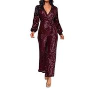 Glitzer Jumpsuit Damen Elegant Festlich Langarm | Einteiler Damen Elegant Hochzeit | Hosenanzug Große Größen Festlich Hosenanzüge V-Ausschnitt Glitzer Hose Lang Jumpsuits Pailletten Karneval Club