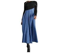 Glitzer Kleid Damen Langarm 20Er Jahre Kleid Rollkragen Kleid Damen&I3 Vintage Patchwork V-Ausschnitt Maxi Kleid Langarm Casual Kleid Elegant Winter Ballkleid Light Blue L