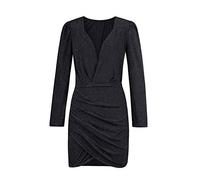 Glitzer Kleid Damen Sexy -Bodycon Kleid Damen Abendkleid -Minikleid Damen Langarm Wickelkleid Mini Kleider Eng Paillettenkleid V-Ausschnitt Partykleid Pailletten Ruched Cocktailkleid Kurz Etuikleid