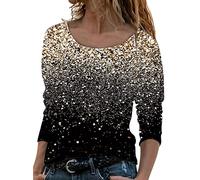 Glitzer Oberteile Damen Langarm - Bluse Elegant Langarmshirt Damen Pailettenshirt Rundhals T Shirt Langarm Party Oberteil Festlich Pailetten Pullover Top Sweatshirt Blusen & Tuniken für Damen