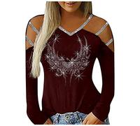Glitzer Oberteile Damen,Pailletten Oberteil Damen T Shirt mit Schultergurt Schulterfreies Cutout Langarm Bluse Elegant Langarmshirt Oversize Schicke Festliche Blusen für Frauen Party Pullover Tops