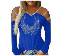 Glitzer Oberteile Damen,Pailletten Oberteil Damen T Shirt mit Schultergurt Schulterfreies Cutout Langarm Bluse Elegant Langarmshirt Oversize Schicke Festliche Blusen für Frauen Party Pullover Tops
