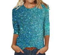 Glitzer Oberteile Damen, Silvester Outfit Glitzer Shirt, Langarm Festliches Outfit Pailletten Oberteil, Casual Weihnachtsbluse Mit Glitzer, Elegante Glitzer Bluse Party Top