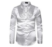 Glitzer Outfit Herren, Pailletten Hemd Herren: Glitzer Outfit Glitzerhemd Silvester Shirt Langarmhemd Party Herrenhemden Langarm Festliches Ausgefallene Hemden 70er Jahre Disco Outfit Faschingskostüme