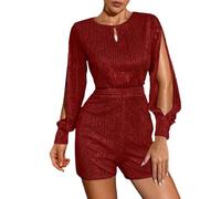 Glitzer Overall Damen Pailletten Jumpsuit kurz Jumpsuit mit weitem Bein roter Jumpsuit Damen Latzhose Damen l Jumpsuit Damen kurzgröße Jumpsuit festlich schwarz Kunstleder Jumpsuit Jumpsuit lang