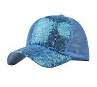 Glitzer Pailletten Baseball Cap Damen Metallic Glänzed Basecap 70er Retro Hut Silber Disco Outfit Fasching Party Mesh Kappe Tanzshow Hip Hop Baseballkappe Karneval Performance Mütze Themenparty