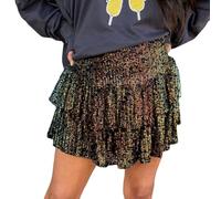 Glitzer Rock Damen - Damenmode Casual Patchwork Pailletten Regelmäßige Hohe Konventioneller Patchwork Rock