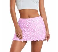 Glitzer Rock Damen Pailletten Sexy Glänzender Pailletten-Minirock Niedrige Taille Bleistiftröcke Kurzer Glitzerkleid Bodycon Tanzparty Club