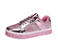Glitzer Schuhe Damen Elegant Turnschuhe Karneval Sneaker Festliche Pailletten Laufschuhe Party Silvester Damenschuhe Glänzend Rave Stiefeletten Brautschuhe Flach Halbschuhe