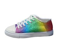 Glitzer Schuhe Damen Glitzer Sneaker Damen Flache Für Rote Pinke Damenschuhe Silber Red Shoes Womens Trainers Orange Glitzerschuhe Grüne Gold Schwarz Funkelnde 80Er Jahre Blaue Sneakers 39 Weiss Blau